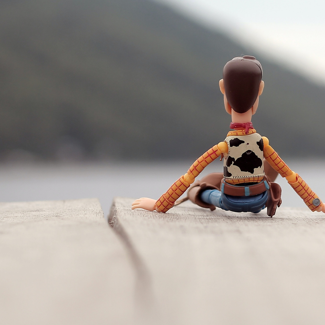 Achterkant van Woody uit Toy Story