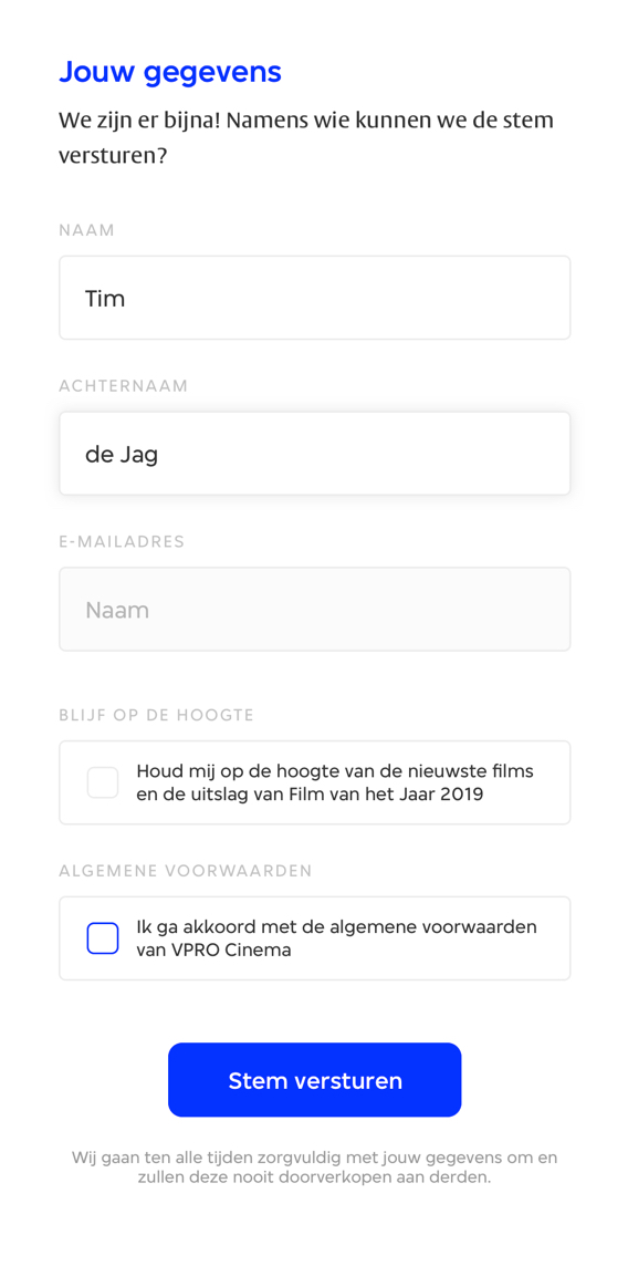Screenshot mobiel VPRO