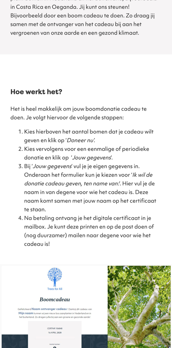 Screenshot mobiel treesforall