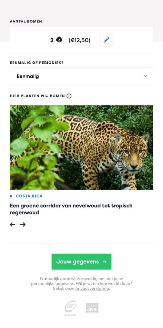 Screenshot mobiel treesforall
