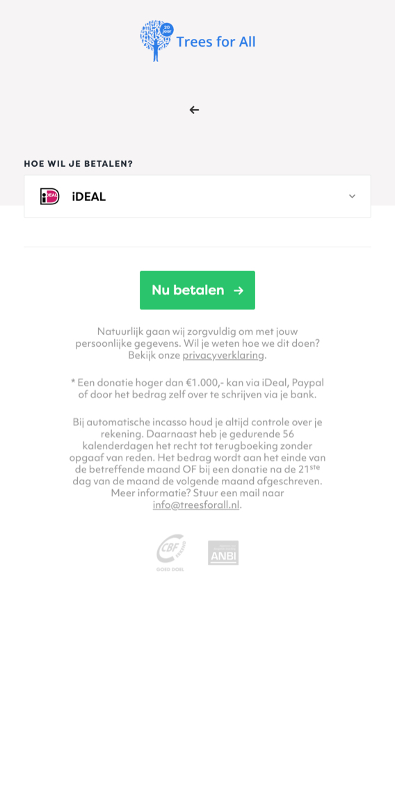 Screenshot mobiel treesforall