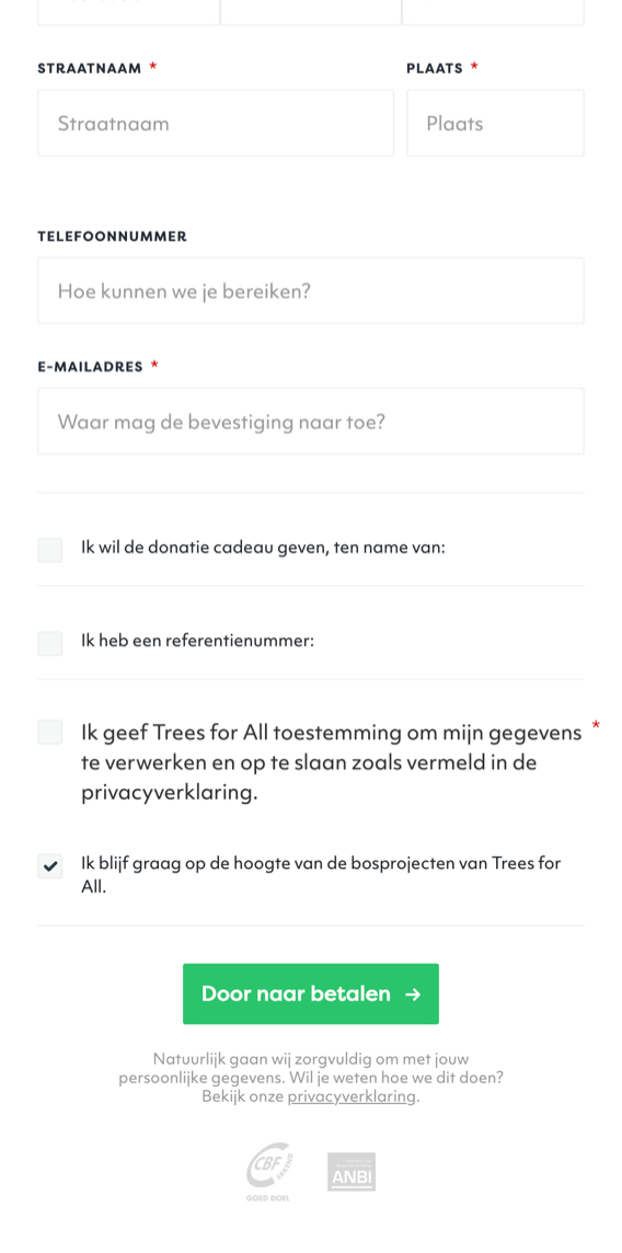 Screenshot mobiel treesforall