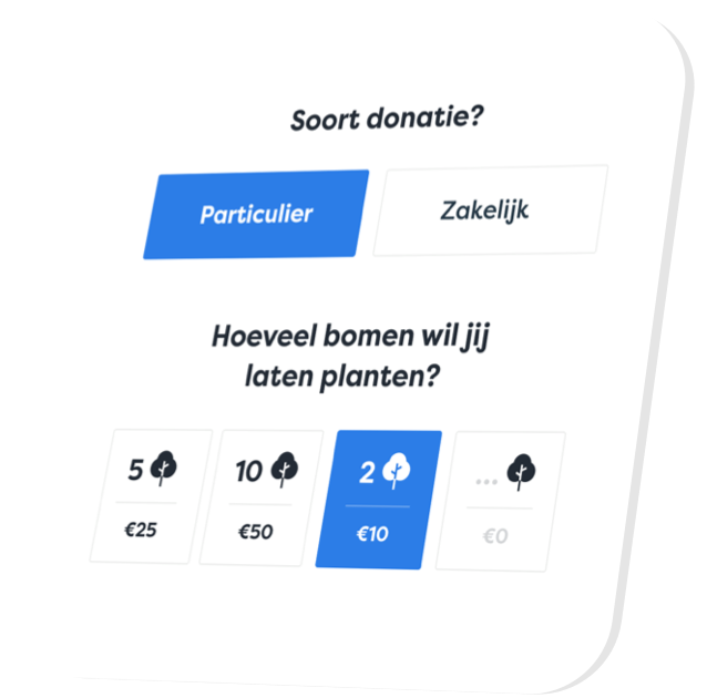 Screenshot van verschillende donatieopties